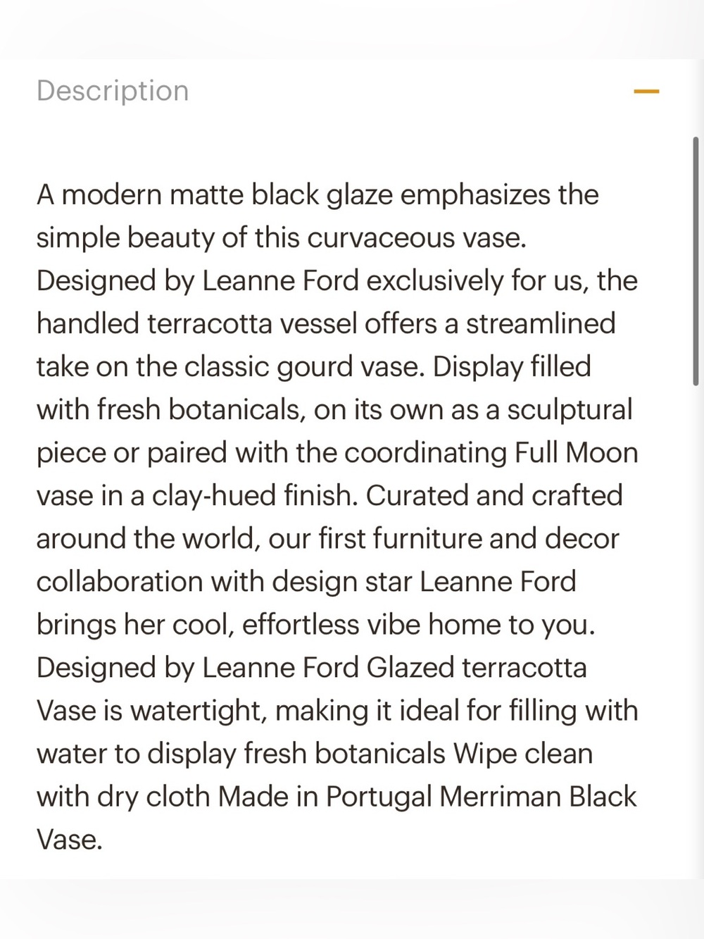 CB2 x Leanne Ford - Matte Black Double-Handled Ceramic Vase - Picture 4 of 5